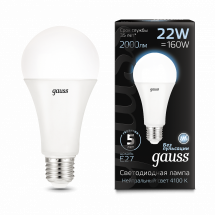 Лампа Gauss A70 22W 2000lm 4100K E27 LED 1/10/50